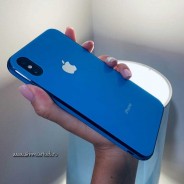 Чехол "Закаленное стекло" для iPhone ХS MAX, синий, противоударный борт