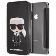 Чехол-книжка KARL Lagerfeld для iPhone XS Max, Карл Лагерфельд (изображение 3D), черный