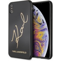 Чехол Karl Lagerfeld для iPhone XS Max Double Layer Karl signature Hard Glitter Black