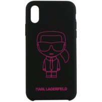 Чехол Karl Lagerfeld для iPhone XS Max Liquid silicone Ikonik outlines Hard Black/Pink
