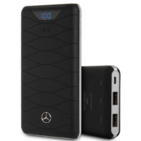Аккумулятор внешний универсальный Mercedes Wireless LED 2 USB 10000 мАч, цвет Черный (MEWCPB10KWHCLBK)