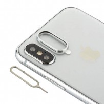 Защитное кольцо камеры Aluminium & игла для извлечения сим-держателя COTEetCI (GS8105-TS) для iPhone XS/ X Серебристый