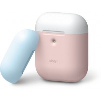 Чехол Elago для AirPods 2 wireless Silicone DUO Pink с крышками White и Pastel Blue