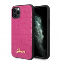 Чехол Guess, для iPhone 11 Pro Max Animal Croco with metal logo Hard PU Pink