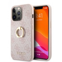 Чехол Guess для iPhone 13 Pro Max PU 4G + Ring Hard Pink (GUHCP13X4GMRPI)