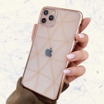 Идеальный чехол для золотого iPhone 11 Pro, прозрачный с золотым кантом и защитой камеры