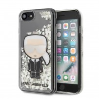 Чехол Karl Lagerfeld для iPhone 7/8/ SE 2 Liquid glitter Karl Iconik Hard Transp (светится в темноте)