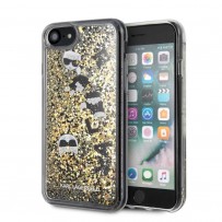 Чехол Karl Lagerfeld для iPhone 7/8/ SE 2 Liquid glitter Floatting charms Hard Black/Gold