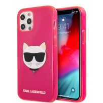 Чехол Karl Lagerfeld для iPhone 12/12 Pro (6.1) TPU FLUO Choupette Hard Transp Pink (KLHCP12MCHTRP)