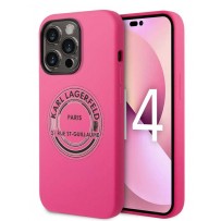 Чехол KARL Lagerfeld для iPhone 14 Pro Liquid silicone Round RSG logo Hard Pink (KLHCP14LSRSGRCF)