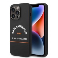Чехол KARL Lagerfeld для iPhone 14 Pro Liquid silicone RSG logo Hard Black/Orange (MagSafe) (KLHMP14LSRSGHLK)