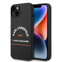 Чехол KARL Lagerfeld для iPhone 14 Liquid silicone RSG logo Hard Black/Orange (MagSafe) (KLHMP14SSRSGHLK)