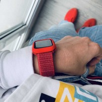Комплект красный: ремешок для Apple Watch 40мм/ 38мм + чехол
