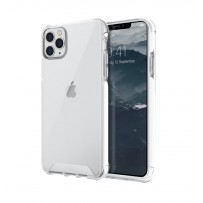 Противоударный чехол-лёд для iPhone 11 Pro, кристально-прозрачный, с белым кантом