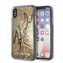 Противоударный чехол "Переливающийся Блеск" KARL Lagerfeld, для iPhone XS/X, звездная роспись, золото