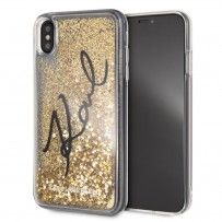 Противоударный чехол "Переливающийся Блеск" KARL Lagerfeld, для iPhone XS Max, звездная роспись, золото