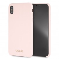 Чехол Guess для iPhone XS/ X Silicone collection Gold logo Hard Light Pink